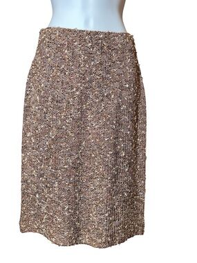 St. John Evening Santana Bouclé Knit Skirt With Intertwined Metallic Gold Size 2